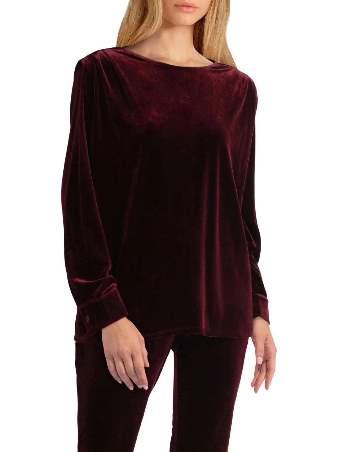 H Halston Womens Velour Boatneck Pullover Top 3 H Halston Womens Velour Boatneck Pullover Top