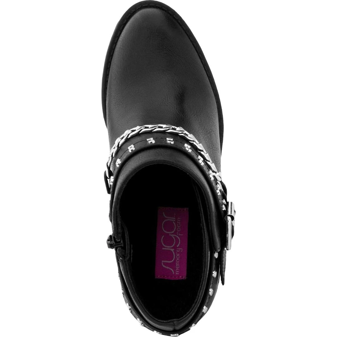 Sugar Vroomy Womens Faux-Leather Block-Heel Ankle Boots 4 Sugar Vroomy Womens Faux-Leather Block-Heel Ankle Boots - Image 2