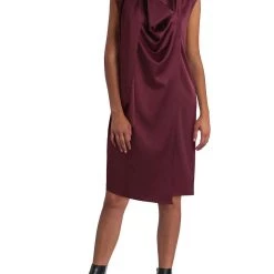 H Halston Womens Satin Draped Wrap Dress