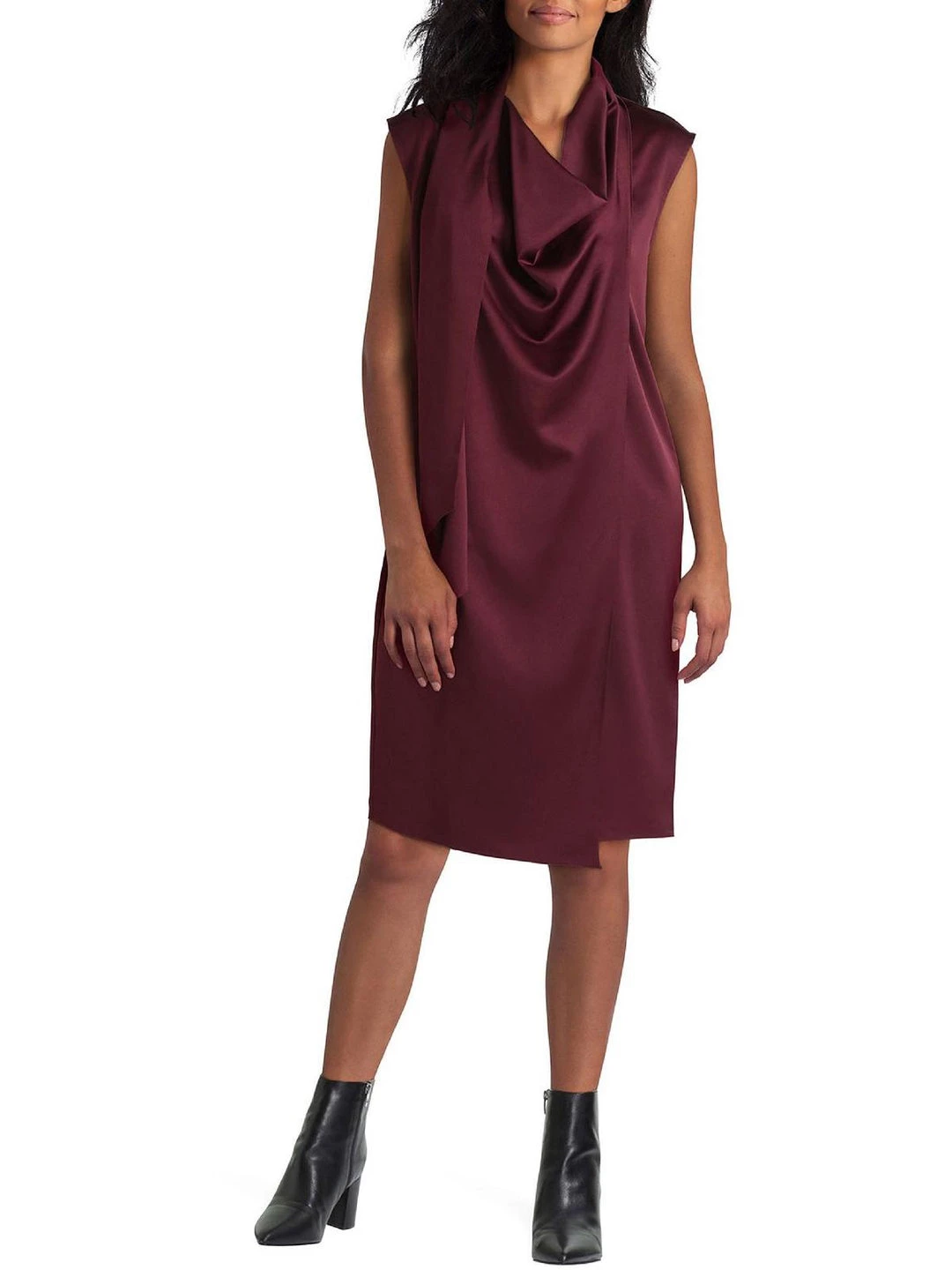 H Halston Womens Satin Draped Wrap Dress 3 H Halston Womens Satin Draped Wrap Dress