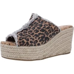 Sugar Helper Womens Canvas Leopard Print Espadrilles