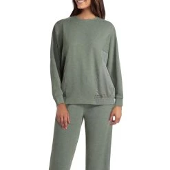 H Halston Womens Crewneck Smocked Sweatshirt