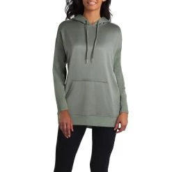 H Halston Womens Heathered Mixed Media Hoodie