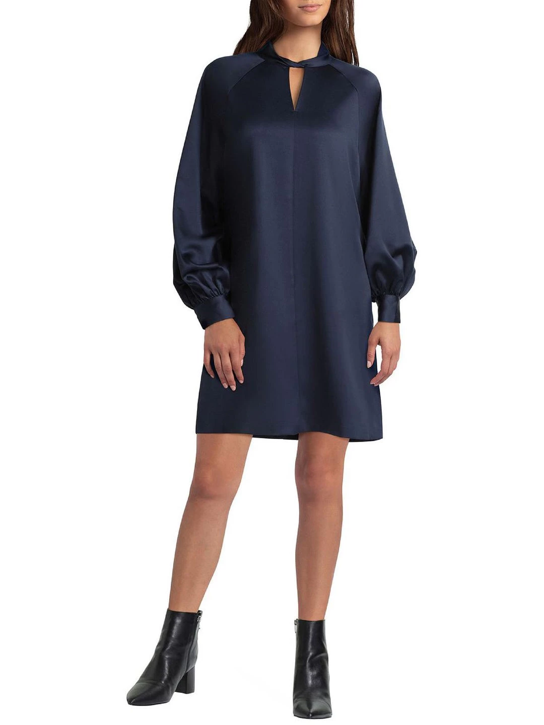 H Halston Womens Satin Short Tunic Dress 3 H Halston Womens Satin Short Tunic Dress