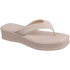 H Halston Soula Womens Vegan Leather Thong Flatform Sandals