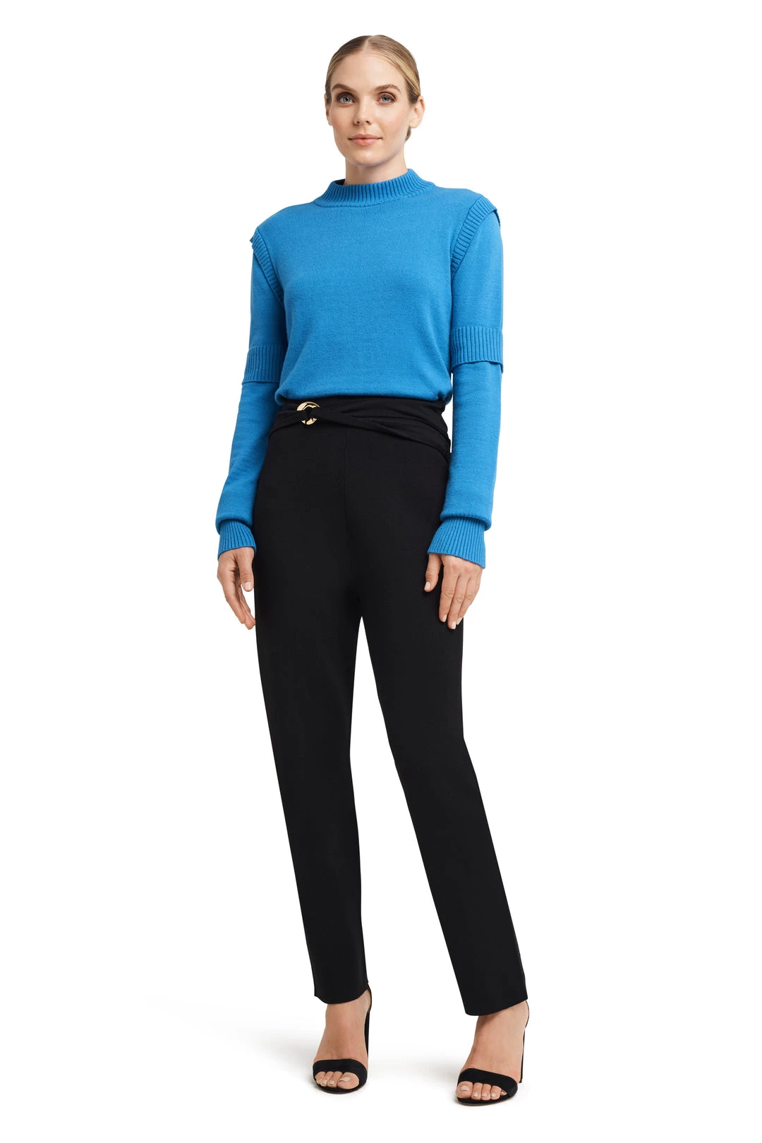 H HALSTON women LS RIB PANELED SWTR PULLOVER 3 H HALSTON women LS RIB PANELED SWTR PULLOVER