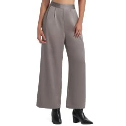 H Halston Womens Pleat Front High Rise Wide Leg Pants