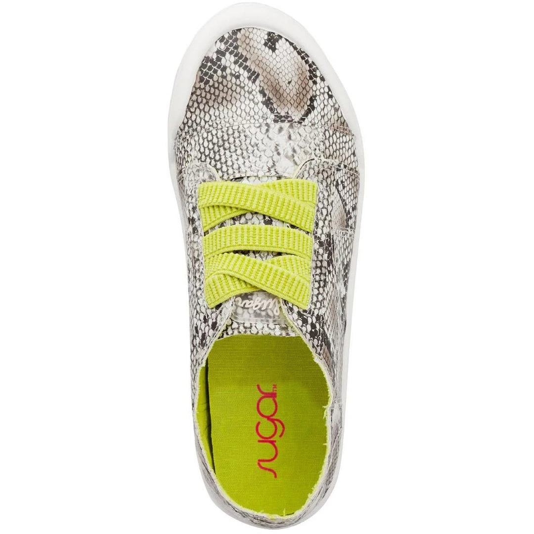 Sugar Forever Natural Green Womens Snake Print Flat Slip-On Sneakers 5 Sugar Forever Natural Green Womens Snake Print Flat Slip-On Sneakers - Image 3