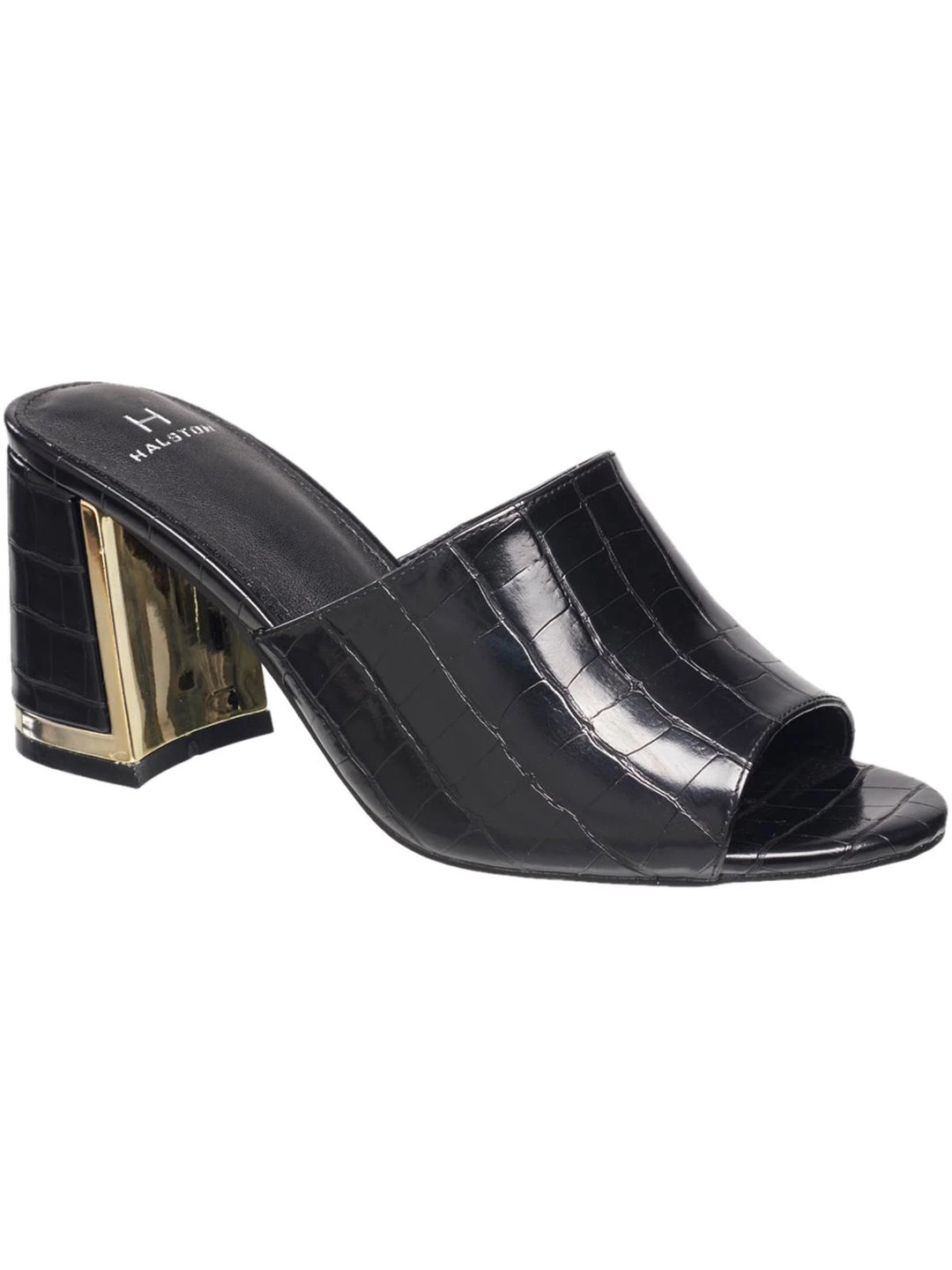 H Halston Spain Womens Vegan Leather Embossed Heel Sandals 6 H Halston Spain Womens Vegan Leather Embossed Heel Sandals - Image 4