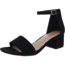 Sugar Noelle Womens Microsuede Ankle Open-Toe Heels