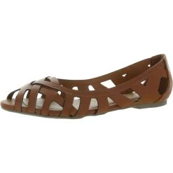 Sugar Sayde Womens Faux-Leather Slip-On Peep-Toe Shoes