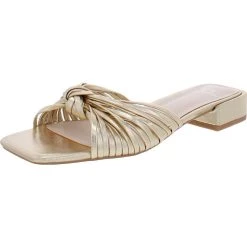 H Halston Lambs Womens Vegan Leather Slip On Block Heel