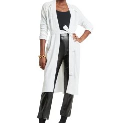 H HALSTON women LS RAGLAN BELT CARDI PULLOVER