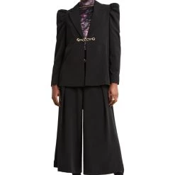 H HALSTON women LS PUFF PK LAPEL JACKET