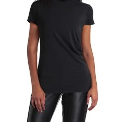 H Halston Womens Mock Neck Pleated Pullover Top