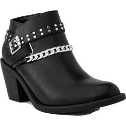 Sugar Vroomy Womens Faux-Leather Block-Heel Ankle Boots