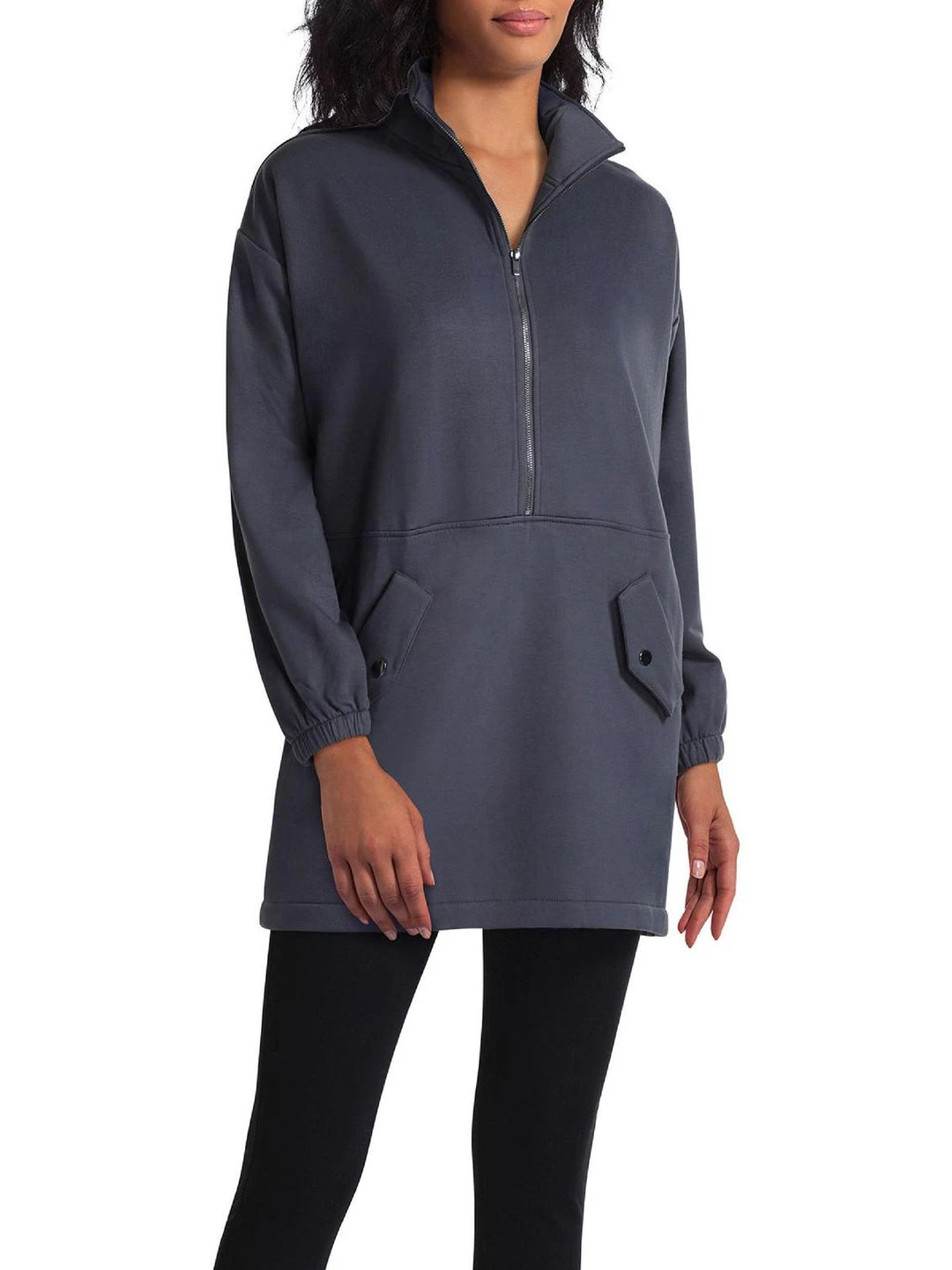 H Halston Womens Mock Neck Polyester 3/4 Zip Pullover 5 H Halston Womens Mock Neck Polyester 3/4 Zip Pullover - Image 3