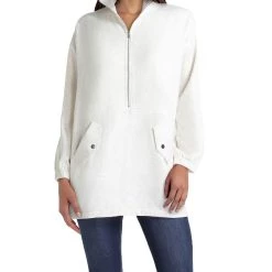 H Halston Womens Mock Neck Polyester 3/4 Zip Pullover