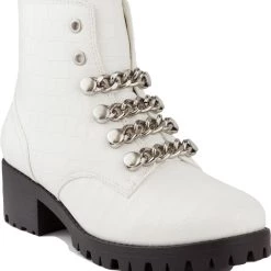 Sugar Obvi Womens Faux Leather Chain Combat & Lace-up Boots